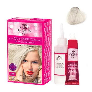 Vopsea Permanenta - Kallos Glow Long Lasting Cream Hair Colour Nuanta 128 Blond Perlat ieftina