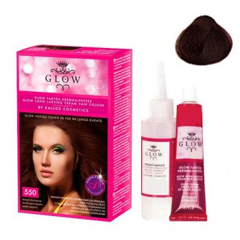 Vopsea Permanenta - Kallos Glow Long Lasting Cream Hair Colour Nuanta 550 Saten Mahon de firma originala