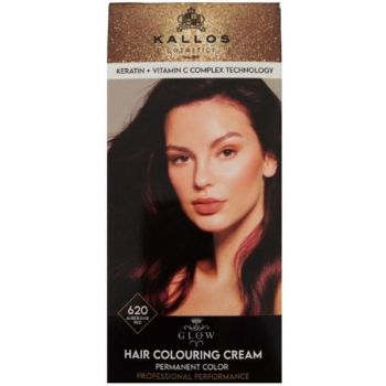 Vopsea Permanenta - Kallos Glow Long Lasting Cream Hair Colour Nuanta 620 Roscat Aubergine