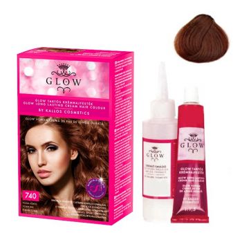 Vopsea Permanenta - Kallos Glow Long Lasting Cream Hair Colour Nuanta 740 Roscat Tizian ieftina