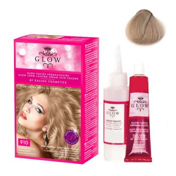 Vopsea Permanenta - Kallos Glow Long Lasting Cream Hair Colour Nuanta 910 Blond Cenusiu Deschis