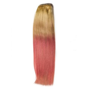Extensii Clip-On DELUXE Ombre Blond/Roz Pastel ieftina