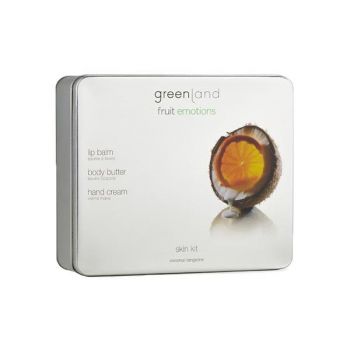 Set Skin kit, Cocos-Mandarine, unt corp, crema maini, balsam buze, Greenland, 300 gr