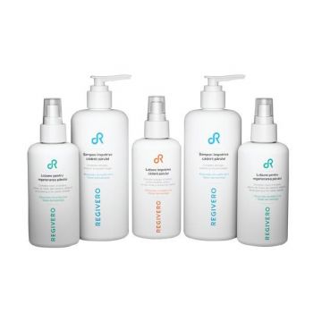 Tratament profesional impotriva caderii si pentru cresterea parului, Regivero, 15 ingrediente naturale, 2x250ml, 3x150ml