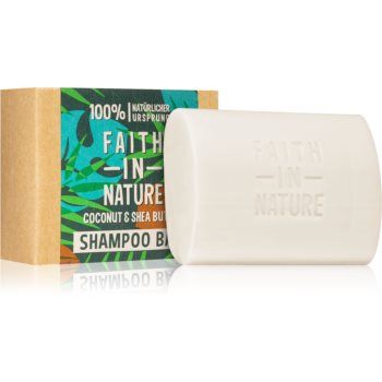 Faith In Nature Coconut & Shea Butter șampon organic solid ofera hidratare si stralucire