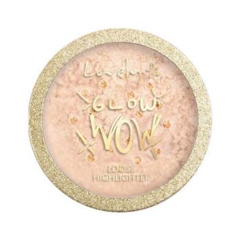 Pudra de fata iluminatoare Lovely Highlighter glow wow loose gold, 5g Pudra de fata iluminatoare Lovely Highlighter glow wow loose gold, 5g