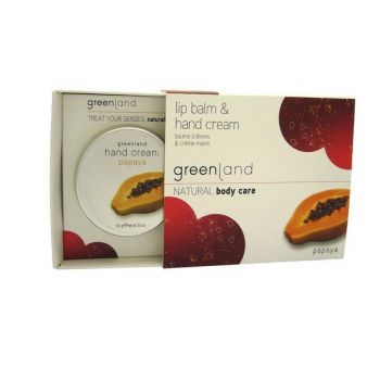 Set cadou, balsam de buze si crema de maini 50g cu Papaya, Greenland