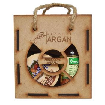 Set cadou rustic argan cutie lemn - ulei argan fraicheur 60 ml+crema cu ulei argan 100 ml+sapun cu ulei argan 40 gr