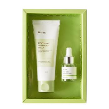 Set calmant cu centella asiatica si arbore de ceai verde ( gel crema 60ml + serum 15ml ) ieftin