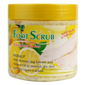 Scrub pentru picioare si talpi cu Lamaie si Ulei de Migdale, Ingrediente 100% Naturale, Wokali Foot Scrub, 500 g