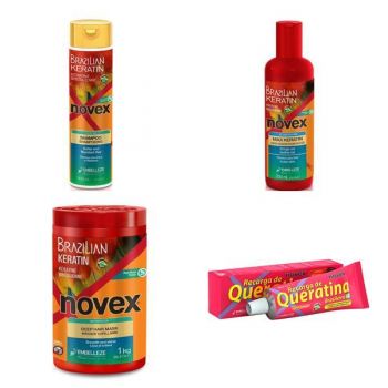 Set cadou Keratina Braziliana Novex (sampon 300 ml+Masca 1 kg+keratina lichida+crema keratina 80 g ieftin