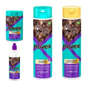 Set cadou Par Cret Novex (sampon 300 ml+Balsam 300 ml+Masca 400 ml+Balsam fara clatire 500 g) ieftin