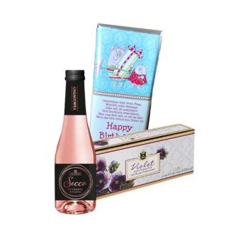 Set cadou The Luxury Olivos Violet Soap and Secco Rosato ( sapun 3x100g + ciocolata + vin 0.2l ) de firma original