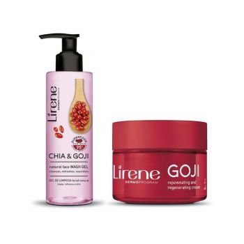 Set Lirene Ingrijire Faciala Vegana (Gel de curatare vegan - 190ml, Crema de fata - 50ml)