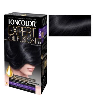 Vopsea de Par Permanenta Fara Amoniac Loncolor Expert Oil Fusion, nuanta 1.9 negru albastrui de firma originala