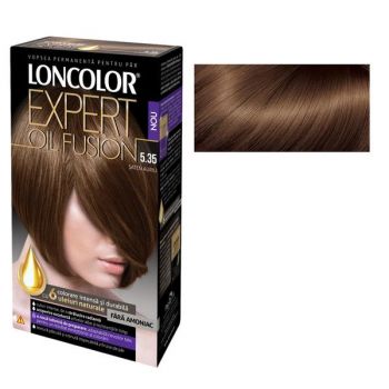 Vopsea de Par Permanenta Fara Amoniac Loncolor Expert Oil Fusion, nuanta 5.35 saten auriu de firma originala