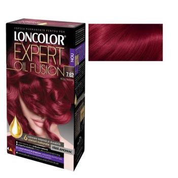 Vopsea de Par Permanenta Fara Amoniac Loncolor Expert Oil Fusion, nuanta 7.62 rosu intens de firma originala