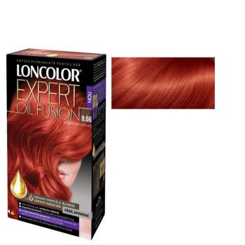 Vopsea de Par Permanenta Fara Amoniac Loncolor Expert Oil Fusion, nuanta 8.66 rosu intens deschis de firma originala