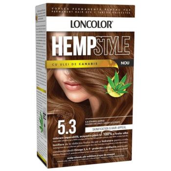 Vopsea Permanenta pentru Par Loncolor Expert HempStyle cu Ulei de Canabis, nuanta 5.3 castaniu auriu ieftina