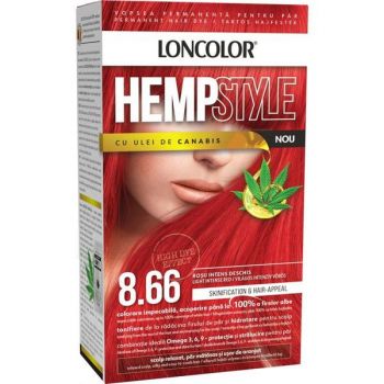 Vopsea Permanenta pentru Par Loncolor Expert HempStyle, nuanta 8.66 rosu intens