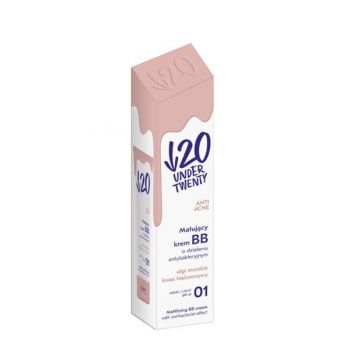 Crema BB Under20 matifianta - efect antibacterian cu alge marine si acid hialuronic, Light / Brillante 01, SPF 10, 60ml