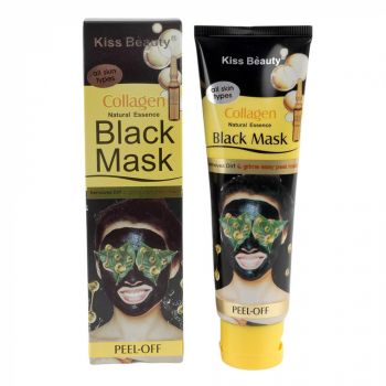 Masca neagra de fata cu esenta naturala de Colagen, Efect detoxifiant si de intinerire, Kiss Beauty Black Mask, 120 ml