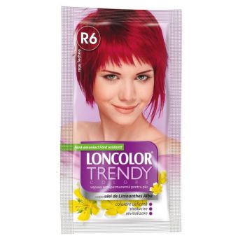 Vopsea Semipermanenta Loncolor Trendy Colors, nuanta R6 rosu techno, 2x 25 ml de firma originala