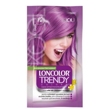 Vopsea Semipermanenta Loncolor Trendy Colors, nuanta V2 violet glam, 2x 25 ml de firma originala
