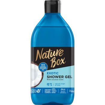 Gel de Dus Exotic cu Ulei de Cocos Presat la Rece - Nature Box Exotic Shower Gel with Cold Pressed Coconut Oil, 385 ml