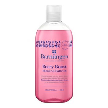 Gel de Dus si Baie Vegan cu Coacaze si Ser Hidratant - Barnangen Berry Boost Shower & Bath Gel Blueberry & Protecting Moisture Serum Vegan Formula, 400 ml