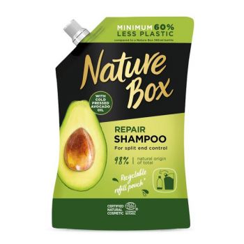 Rezerva Sampon Reparator pentru Par Deteriorat cu Ulei de Avocado Presat la Rece - Nature Box Repair Shampoo with Cold Pressed Avocado Oil, 500 ml