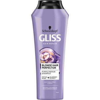 Sampon Reparator Nuantator pentru Par Blond - Schwarzkopf Gliss Hair Repair Blond Hair Perfector Purple Repair Shampoo, 250 ml de firma original