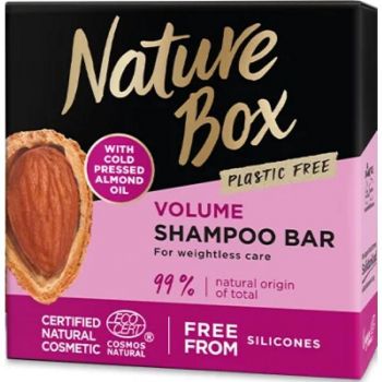 Sampon Solid pentru Volum cu Ulei de Migdale Presat la Rece - Nature Box Volume Shampoo Bar with Cold Pressed Almond Oil Plastic Free, 85 g la reducere