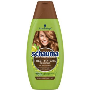 Sampon Fortifiant cu Ceai Matcha pentru Radacini Grase si Varfuri Uscate - Schwarzkopf Schauma Fresh Matcha Shampoo for Greasy Roots & Dry Tips, 250 ml