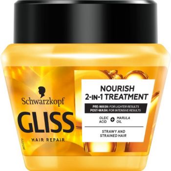 Tratament- Masca Nutritiv 2 in 1 pentru Parul Stresat si Agasat - Schwarzkopf Gliss Hair Repair Nourish 2-in-1 Treatment for Strawy and Strained Hair, 300 ml