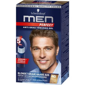 Gel Colorant pentru Barbati - Schwarzkopf Men Perfect Anti-Grey Color Gel, nuanta 40 Blond Inchis Natural