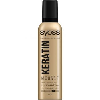 Spuma Modelatoare cu Keratina si Fixare Extra Puternica - Syoss Professional Performance Keratin Mousse, 250 ml