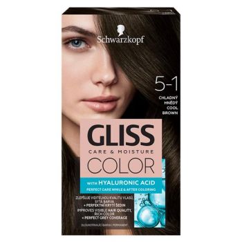 Vopsea de Par Permanenta cu Acid Hialuronic - Schwarzkopf Gliss Color Care & Moisture with Hyaluronic Acid, nuanta 5-1 Cool Brown de firma originala