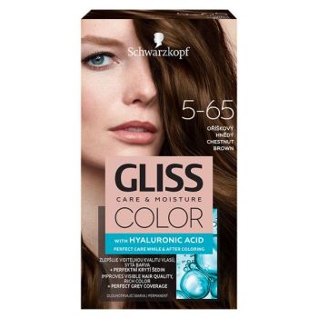 Vopsea de Par Permanenta cu Acid Hialuronic - Schwarzkopf Gliss Color Care & Moisture with Hyaluronic Acid, nuanta 5-65 Chestnut Brown