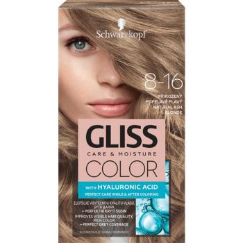 Vopsea de Par Permanenta cu Acid Hialuronic - Schwarzkopf Gliss Color Care & Moisture with Hyaluronic Acid, nuanta 8-16 Natural Ash Blonde la reducere