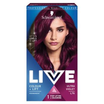 Vopsea de Par Permanenta - Schwarzkopf Live Color +Lift Permanent, nuanta L76 Ultra Violet de firma originala