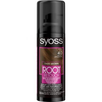 Spray pentru Vopsirea Temporara a Radacinilor - Schwarzkopf Syoss Dark Brown Root Retouch Cover Spray, saten inchis, 120 ml de firma original