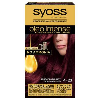 Vopsea de Par Demi-permanenta - Syoss Professional Performance Oleo Intense Permanent Oil Color, nuanta 4-23 Roscat Burgundy la reducere