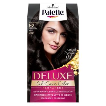 Vopsea de Par Permanenta - Schwarzkopf Palette Deluxe Oil-Care Color Permanent, nuanta 1-0 (900) Deep Natural Black ieftina