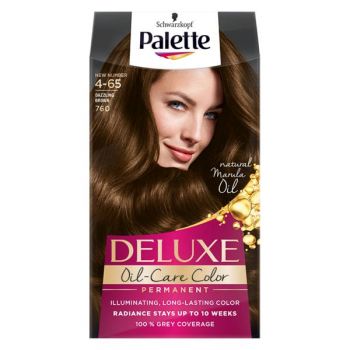 Vopsea de Par Permanenta - Schwarzkopf Palette Deluxe Oil-Care Color Permanent, nuanta 4-65 (760) Dazzling Brown de firma originala