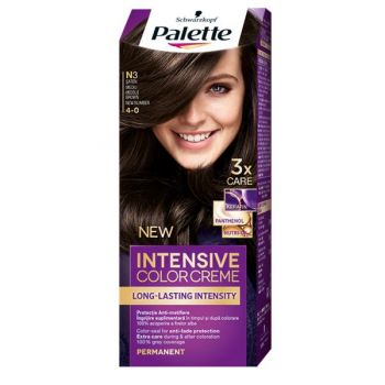 Vopsea de Par Permanenta - Schwarzkopf Palette Intensive Color Creme Long-Lasting Intensity Permanent, nuanta 4-0 (N3) Saten Mediu