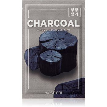 The Saem Natural Mask Sheet Charcoal mască cu efect de curățare