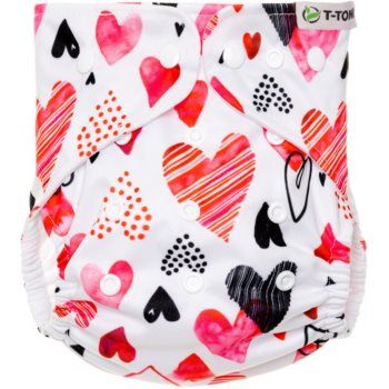 T-TOMI Diaper Covers AIO Hearts scutece lavabile tip chiloțel set cadou