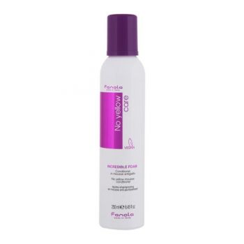 Balsam Spuma Impotriva Nuantelor de Galben - Fanola Care No Yellow Mousse Conditioner Incredible Foam, 250 ml