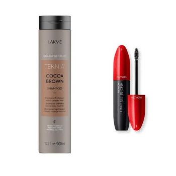 Set cadou sampon nuantator, Lakme Cocoa Brown, 300 ml + Rimel All in One Waterproof Revlon